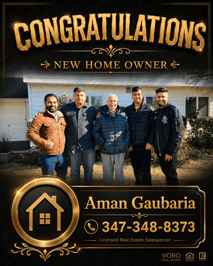 Congratulations from Aman Gaubaria — happy Long Island family